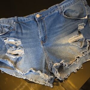 SHEIN Distressed Blue Jean Shorts